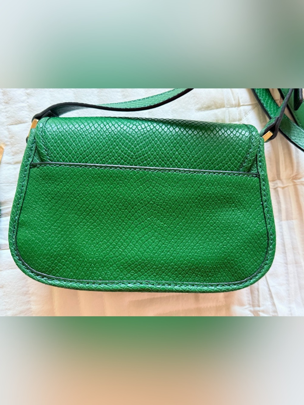 Fossil 2 pc set Heritage Green Python leather crossbody bag & card wallet NWOT - Picture 8 of 8